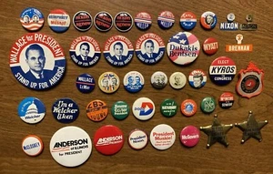 Vintage Collection of 43 Political Election Button Pins Badges President Old A6 - Picture 1 of 12
