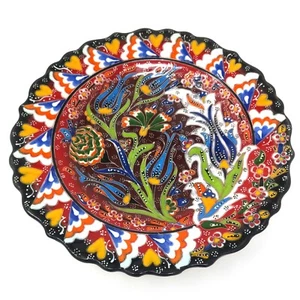 10" Turkish Polychrome Hand Painted Ceramic Plate Floral Pattern Handmade Plate - Picture 1 of 4