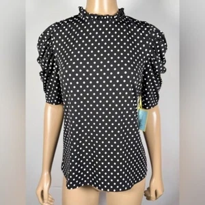 CeCe Damenbluse neu mit Etikett Größe Small schwarz weiß gepunktet - Bild 1 von 8