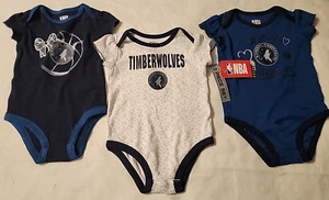 MINNESOTA TIMBERWOLVES 3 PIECE SET ONE-PIECE OUTFIT 18 MONTHS NBA COTTON BLEND - Picture 1 of 9