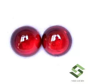 Certified Natural Red Garnet Round Cabochon Pair 8 mm 5.04 CTS Loose Gemstones - Picture 1 of 7