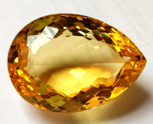 17.00 Ct. Large Yellow Citrine Pear Cut Faceted Loose Gemstone Gift For Women