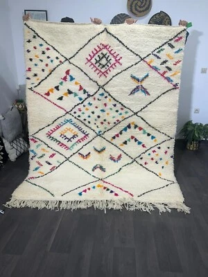 Alfombra hecha a mano peluda beni ourain - alfombra naranja - alfombra beni ourain - alfombra marroquí Foto 1 de 4