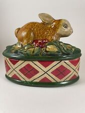 Rabbit Trinket Box Covered Ceramic