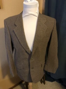 Cashmere Blend Sport Coat Mens 40 R Brown Houndstooth Zylos George MACHADO Sz M - Picture 1 of 10