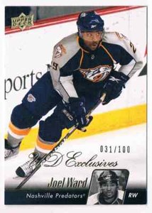 2010-11 UPPER DECK UD EXCLUSIVES JOEL WARD 031/100 NASHVILLE PREDATORS #88