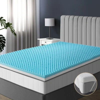 Bedra Memory Foam Mattress Topper Reversible Cool Gel Mat 10cm w/ Elastic Belt - image 1 of 4