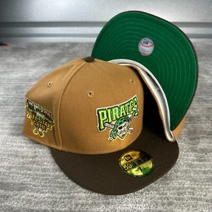 Pittsburgh Pirates Hat Cap Mens Fitted 7 5/8 New Era Side Patch Brown - Picture 1 of 6