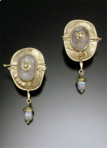 Retro 925 Silver Dangle Drop Earrings Ear Hook Moonstone Women Fashion Jewelry