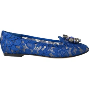 DOLCE & GABBANA Shoes Blue Lace Crystal Ballet Flats Loafers EU36.5 / US6 870usd - Picture 1 of 11