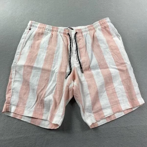 Tommy Hilfiger Shorts Mens 38 White Pink Relaxed Harlem Tapered Linen Blend - Picture 1 of 12