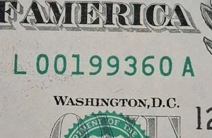 Banconota da 1 dollaro anno compleanno/anniversario 1993 numero di serie fantasia - Foto 1 di 3