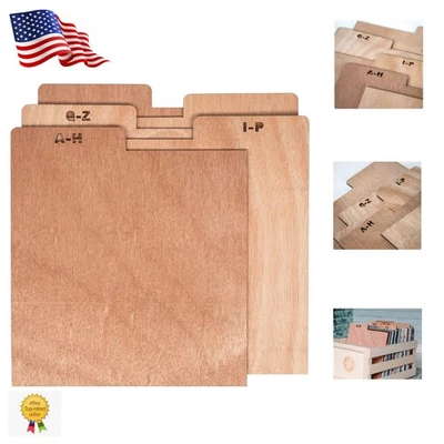 Divisores de madera ligeros de la A a la Z en acabado natural - perfectos para almacenamiento de discos Foto 1 de 4