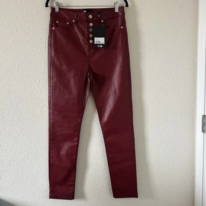 The Kooples Coated Denim High Waist Jeans Women’s 29 NWT Red Stretchy Rockstar - Picture 1 of 11