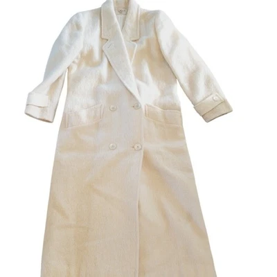 Abrigo Talbots L Vintage 12-14 Crema Lana Forrado Long Union Etiqueta Necesita Limpieza Foto 1 de 4