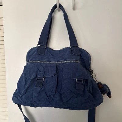 Kipling большой Baby подгузники сумка с короткими ручками джинсовой ткани синий - Изображение 1 из 4