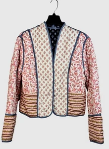Women's Cropped Quilted Puffer Jacket Floral Print Medium Cottagecore Feminine - Picture 1 of 9