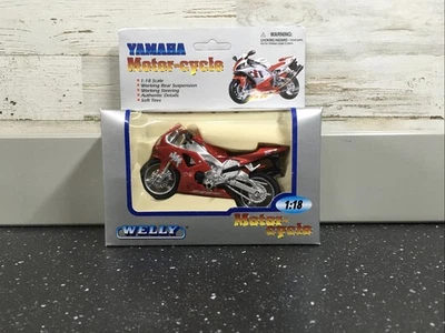 Modelo de motocicleta Welly Yamaha YZF-R1 1:18 rojo fundido a presión nuevo sellado raro difícil de encontrar Foto 1 de 3