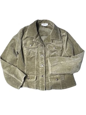 Chadwick's 灯芯绒夹克女式 12P 小号西装外套纽扣橄榄绿色秋季 — 第 1/4 张图片