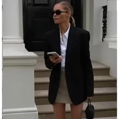 Blazer Abrigo Massimo Dutti Negro con Bolsillos Talla 4 Nuevo con Etiquetas Foto 1 de 4