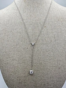 925 Sterling Silber Zirkonia Lariat zierliche Halskette 18" - Bild 1 von 6