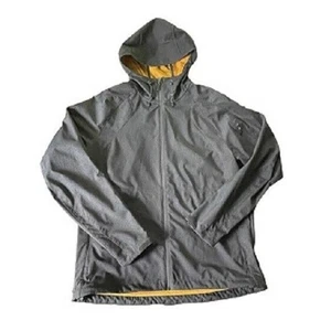 REI McCone Soft-Shell Full Zip Hooded Jacket Gray & Yellow Large Men NEW - Picture 1 of 10