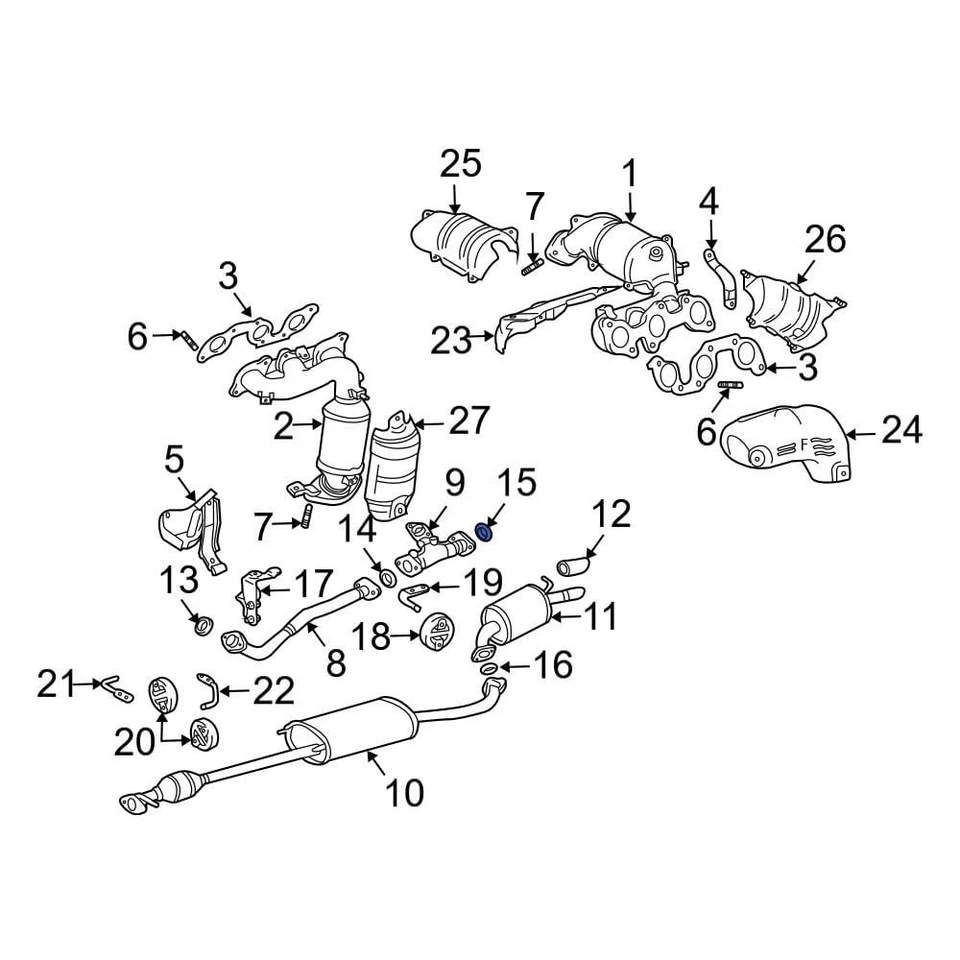 For Lexus RX350 2007-2009 Lexus 174510D020 Center Rear Exhaust Muffler Gasket Foto 1 de 1