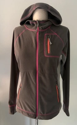 REI Co-Op - Girl’s Fleece Full Zip Hoodie Jacket - Grey, Orange, Pink - Sz Large - Image 1 of 3