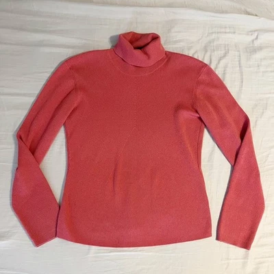 Saks Fifth Avenue Pink Cashmere Turtleneck Ribbed Sweater Size Large - Image 1 of 4