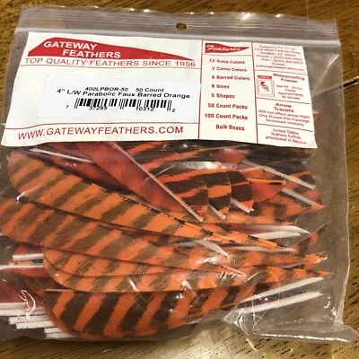 Gateway Barred Plumas Cabela’s Orange 4 pulgadas LW 50 pk. Modelo: 400LPBOR-50 Foto 1 de 4