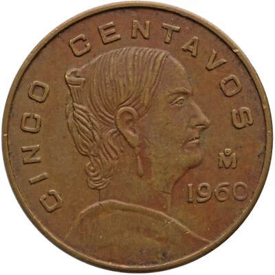 Moneda de México Mo 5 centavos 1960 tipo grande (MO3859-) Foto 1 de 2