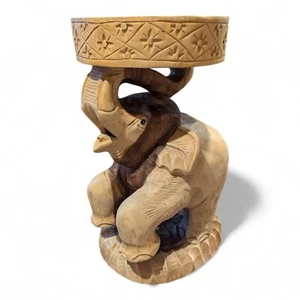 Wood Side Table Elephant 50cm Wooden Night Solid Stool New - Picture 1 of 5