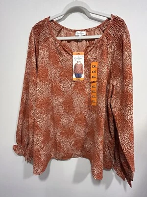 Jessica Simpson Top Mujer XXL Naranja Cuello en V Campesino Boho Ropa de Trabajo Informal Foto 1 de 4
