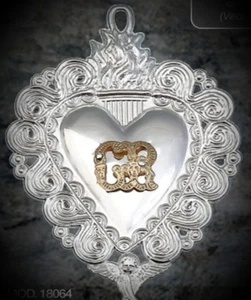 EX VOTO CUORE VOTIVO GRAZIA RICEVUTA IN ARGENTO 925 CM 10×7 PRODUZIONE ITALIANA - Picture 1 of 1