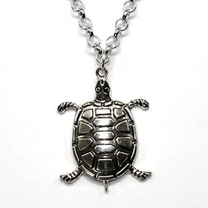 Collana Tartaruga Porta Fortuna Lunga Regolabile Ciondolo Argento Tibetano - Foto 1 di 1