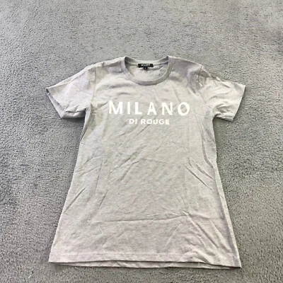 Milano Di Rouge Топ женщин средний футболка серый белый с надписью коротким рукавом DFDS - Изображение 1 из 4