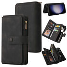 For Samsung S23 Ultra S20 S9 Zipper Flip Wallet Card Slot Case Shockproof Cover