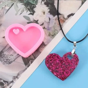 Keychain Epoxy Resin Mold Shiny Glossy Heart Horseshoe Keyring Silicone Mould - Picture 1 of 6
