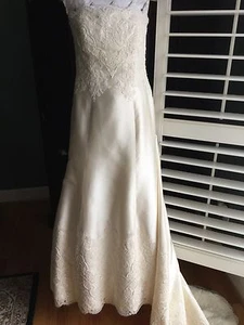 Vintage Christos Custom Ivory Silk Wedding Dress - Picture 1 of 5