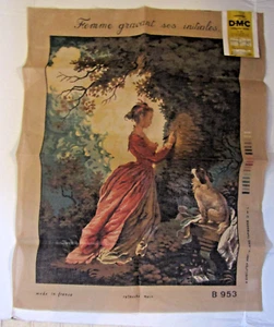 Arazzo vintage lana francese cucito tela DMC Femme Gravant RARO ricamo - Foto 1 di 12