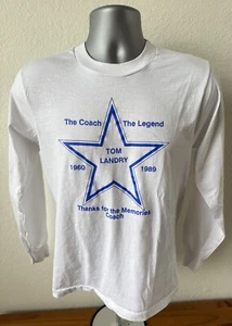 Vtg 80’s Dallas Cowboys Tom Landry Coach Long Sleeve T Shirt Fits Men’s Small - Picture 1 of 6