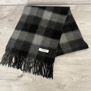 Trussardi Collection Scarf Grey Black One Size 100% Wool Checked  - Picture 1 of 6