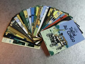 COLLECTION TINTIN HERGE - LOT DE 27 CARTES DES ALBUMS DES AVENTURES DE TINTIN - Foto 1 di 8
