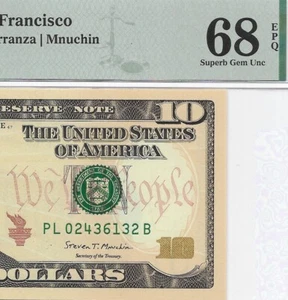 2017A $10 SAN FRANCISCO FRN. PMG SUPERB GEM Uncirculated 68 EPQ Banknote. - Picture 1 of 3