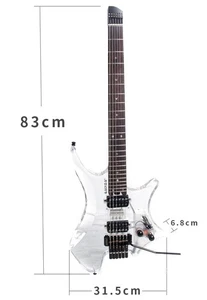 Quality Headless Electric Guitar Maple Acrylic Body Transparent Crystal Guitar A - Picture 1 of 12