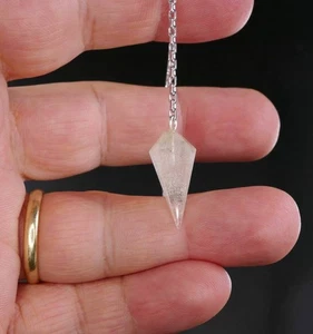 Gem Quality Faceted Libyan Desert Glass Pendulum with 925 Silver Chain with COA - Picture 1 of 4