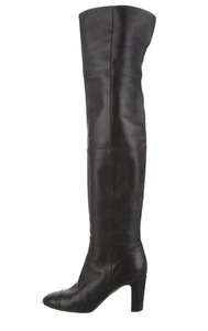 1.5k Chanel Black Cc Logo Over The Knee Boots 39.5 IT - Picture 1 of 18