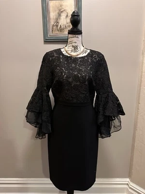 NWT Calvin Klein Women’s Black Dress Long Sleeve Size 4 - Image 1 of 4