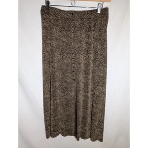 JM Collection Women's Plus Size Animal Print Midi Skirt Buttons 1X Elastic Waist - Picture 1 of 6