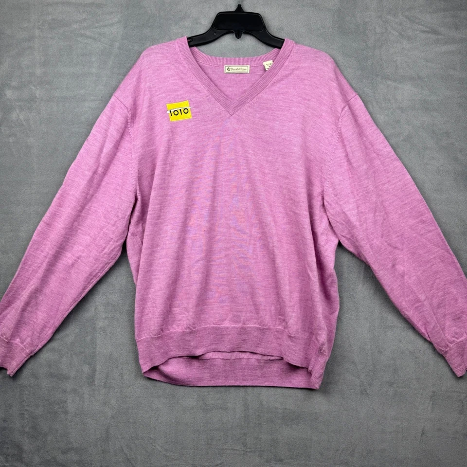 Suéter Donald Ross para mujer cuello en V XL lavanda 100 % lana merino manga larga golf Foto 1 de 4